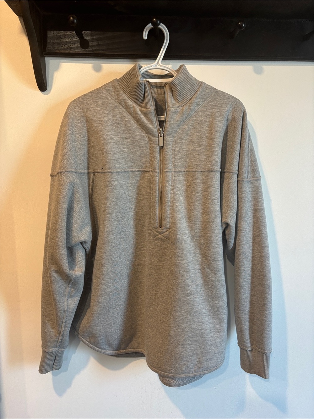 Gray Quarter-Zip Reversible Sweater Pullover